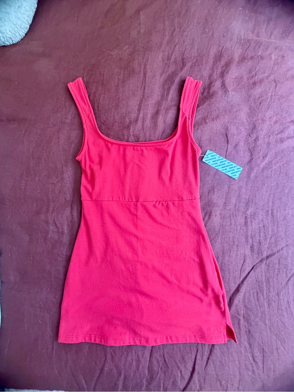 Bright Red Scoop Neck Tank Mini Dress/Skort